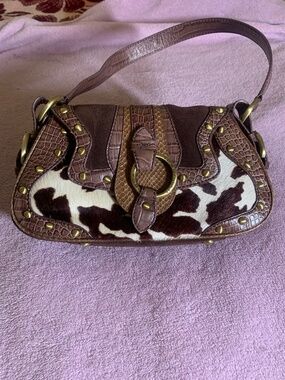 TOSCA BLU Brown Leather & Cowhide Shoulder Bag